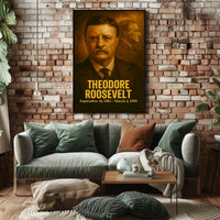 Theodore Roosevelt Poster Vintage Analog Film Aesthetic Presidential Portrait Wall Art Historical Print