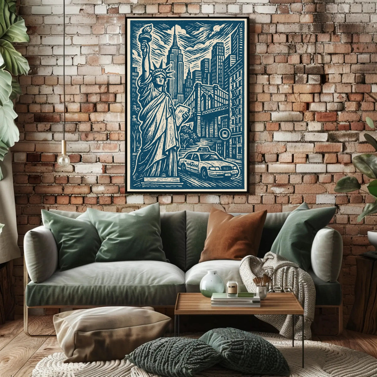 New York City Urban Landscape Poster Vintage Wall Art