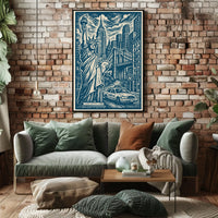 New York City Urban Landscape Poster Vintage Wall Art