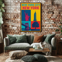 New York City Landmarks Skyline Poster Modern Wall Art