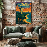 Brazilian Adventures Await: Vibrant Vintage Travel Poster