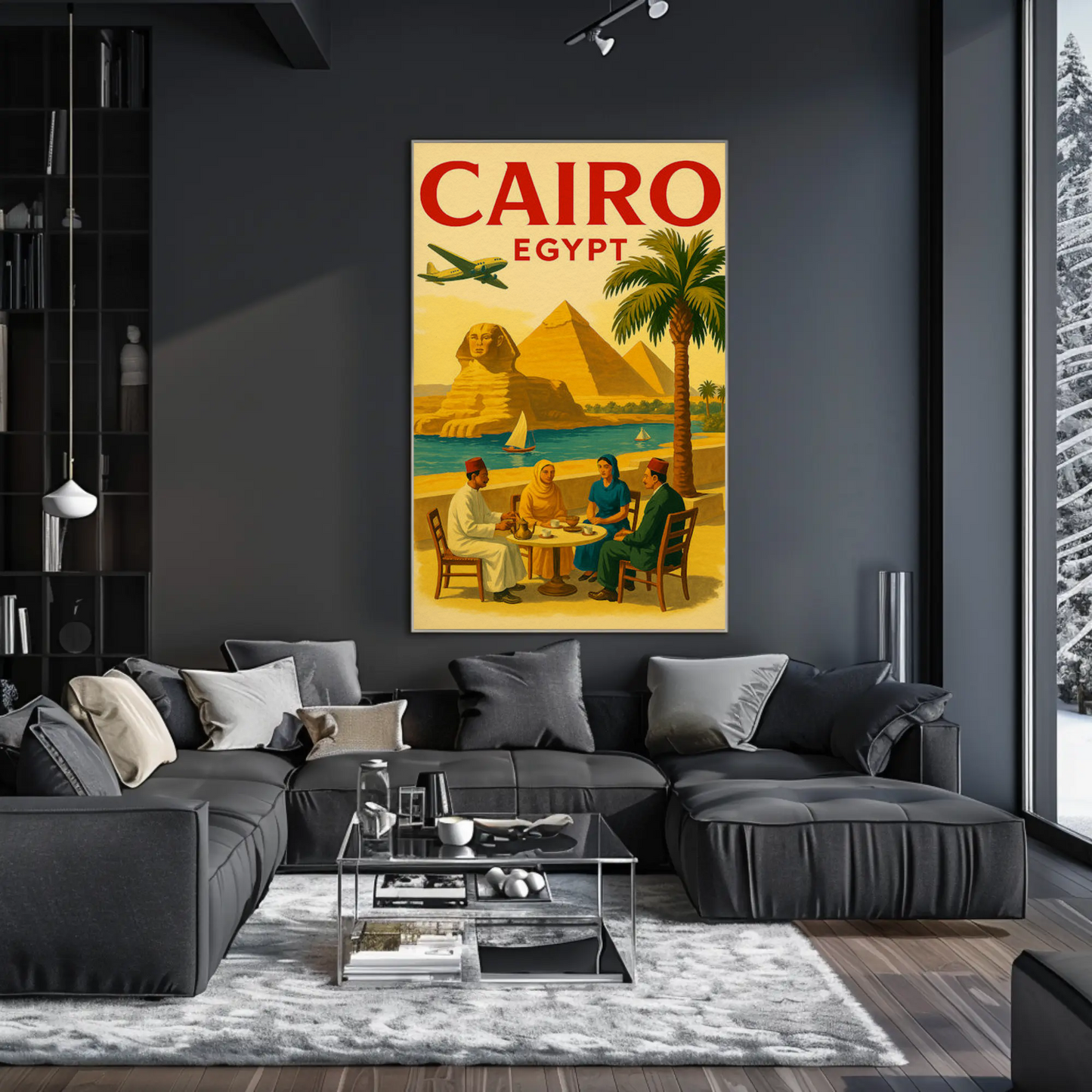 Cairo Egypt Pyramids Sphinx Vintage Culture Travel Poster