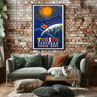 Winter Sports Adventure Travel Poster Turin Italy PosterGoat