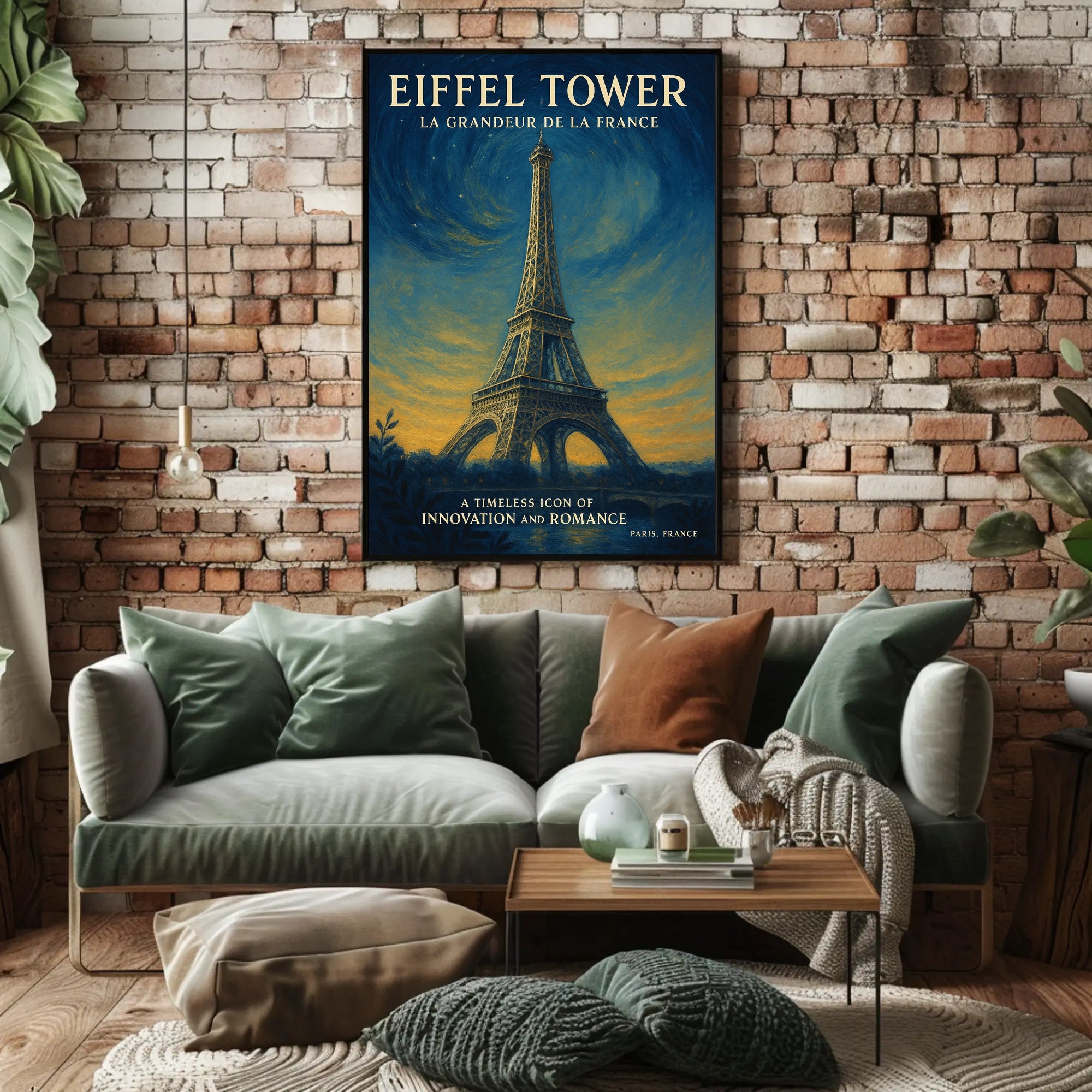 Eiffel Tower Under Starry Sky: Vintage Travel Poster