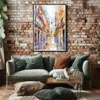 Serene Street in Watercolor Poster PosterGoat