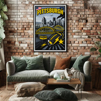 Pittsburgh Skyline and Symbols Poster PosterGoat