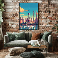 Shanghai Skyline Illustration Poster