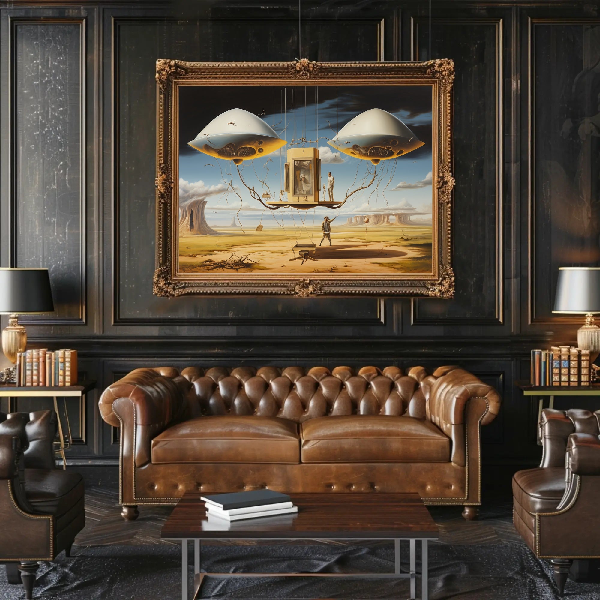 Surreal Futuristic Structure in Desert Landscape Futuristic Sci-Fi Poster