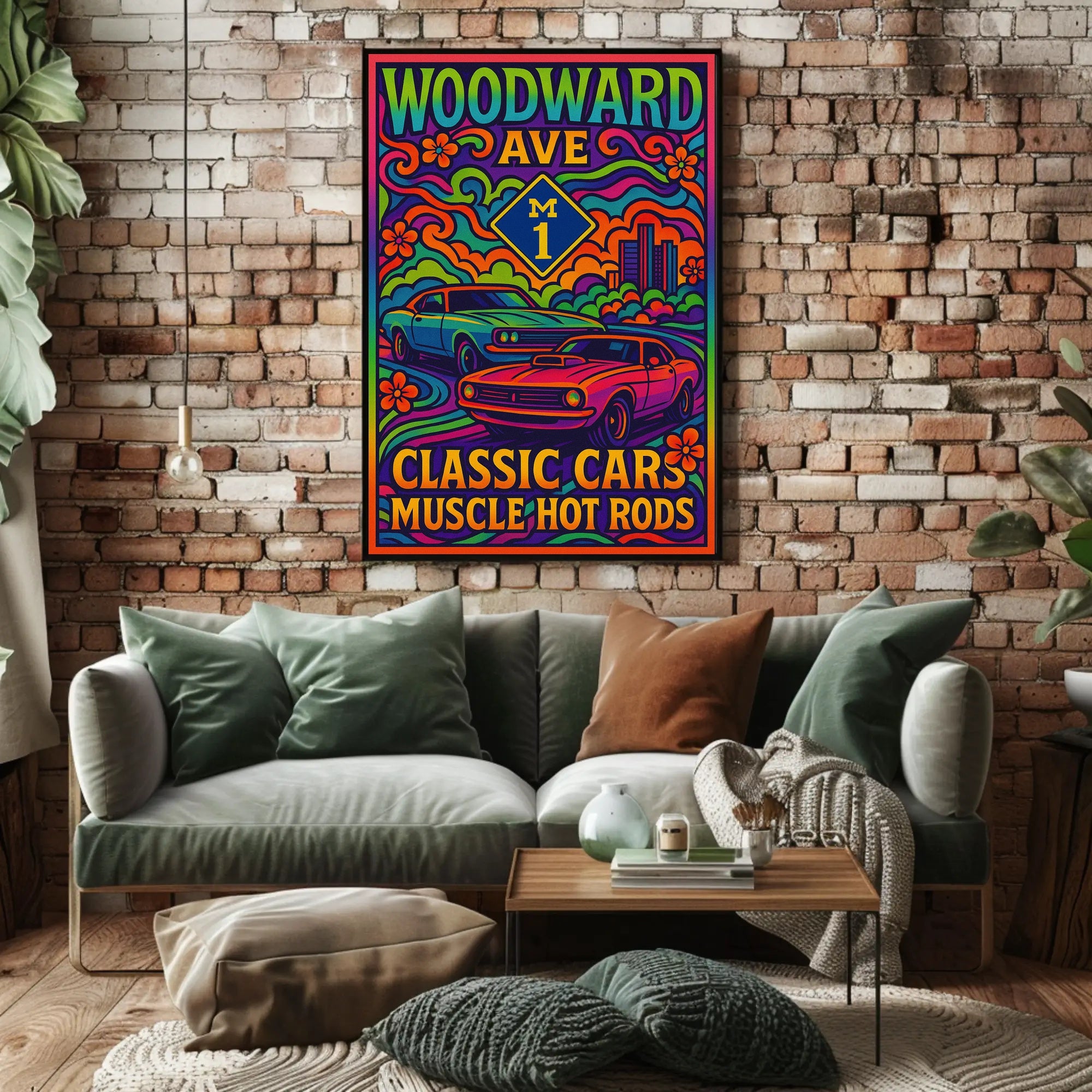Woodward Ave Muscle Car Poster