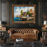 Serene Coastal Village Poster