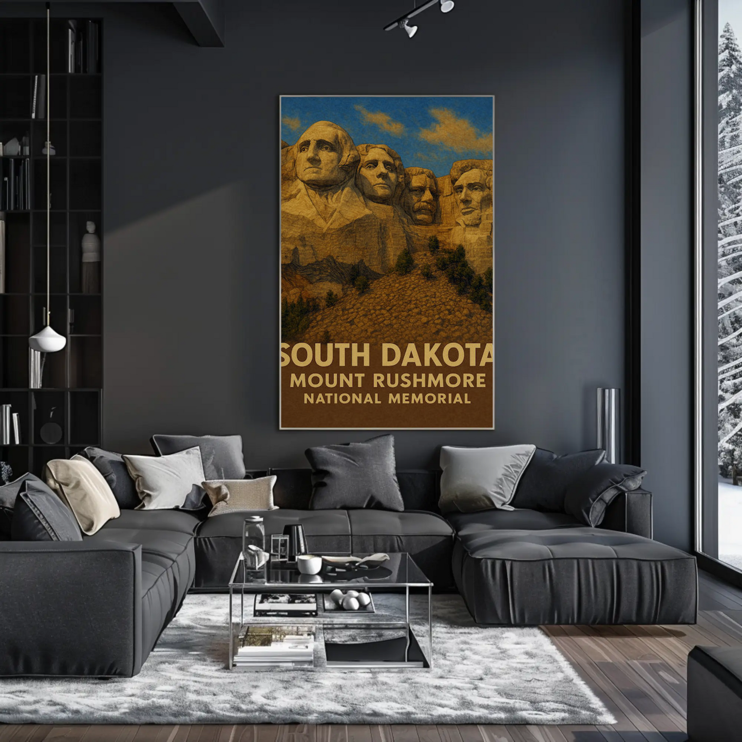 Mount Rushmore National Memorial Realistic Style Travel Poster