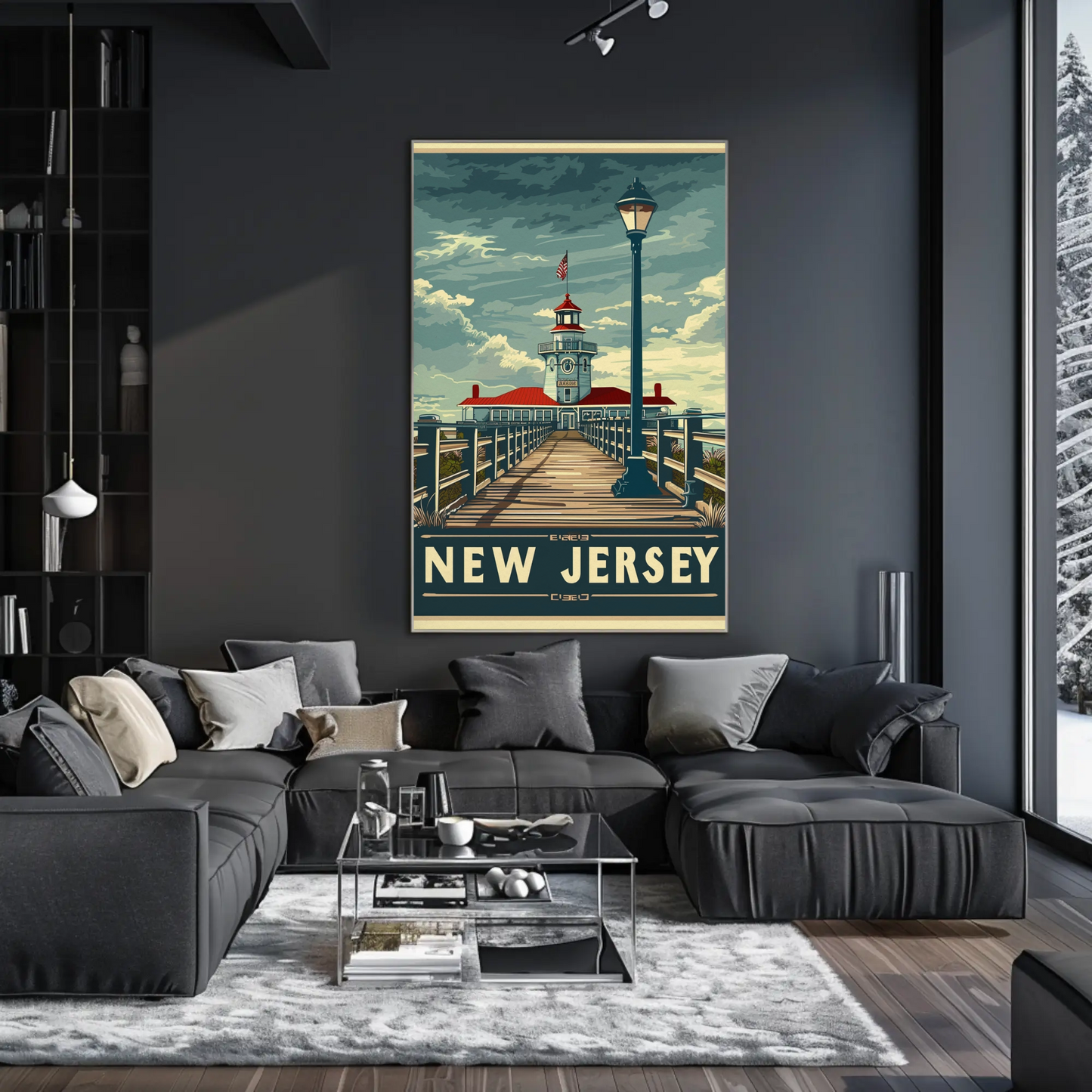 New Jersey Boardwalk Lighthouse Travel Poster