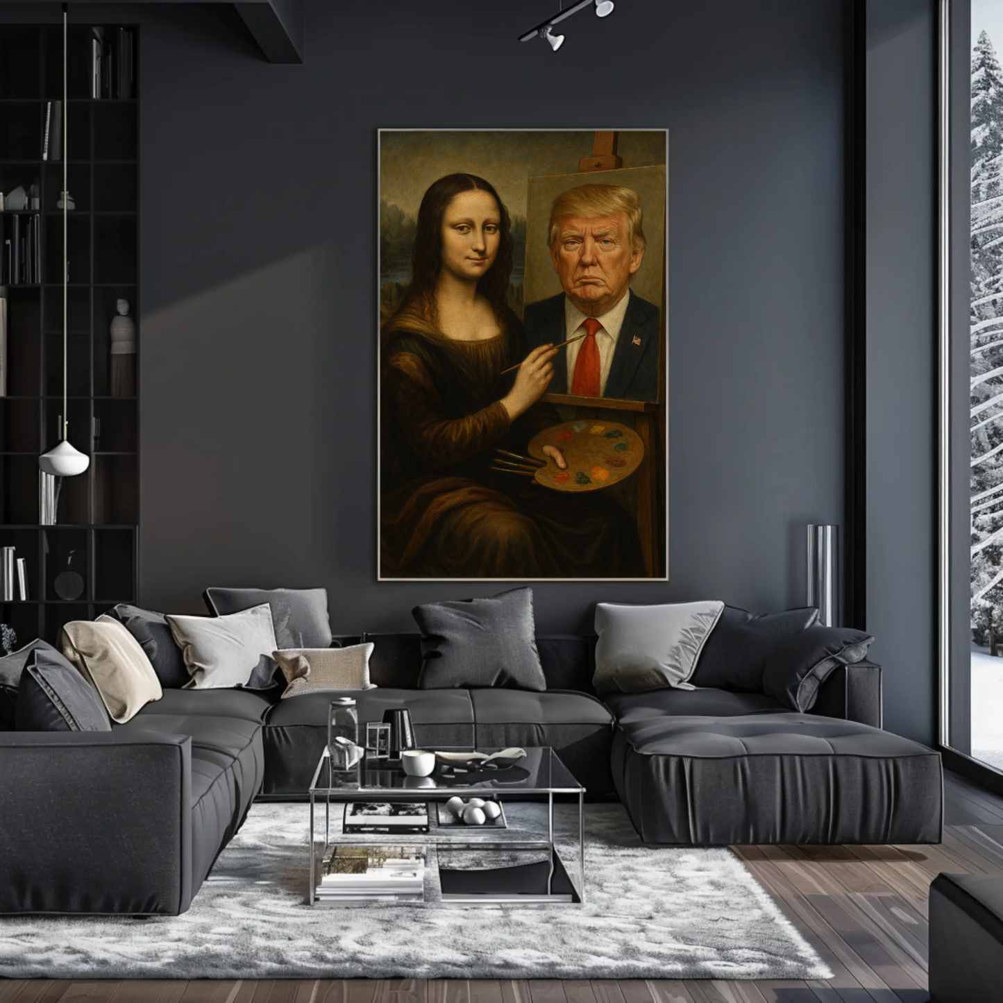 Mona Lisa Paints Trump Historical Parody Poster