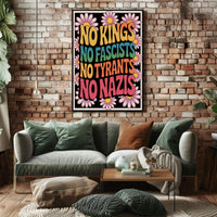 NO KINGS, NO FASCISTS Political or Propaganda Poster