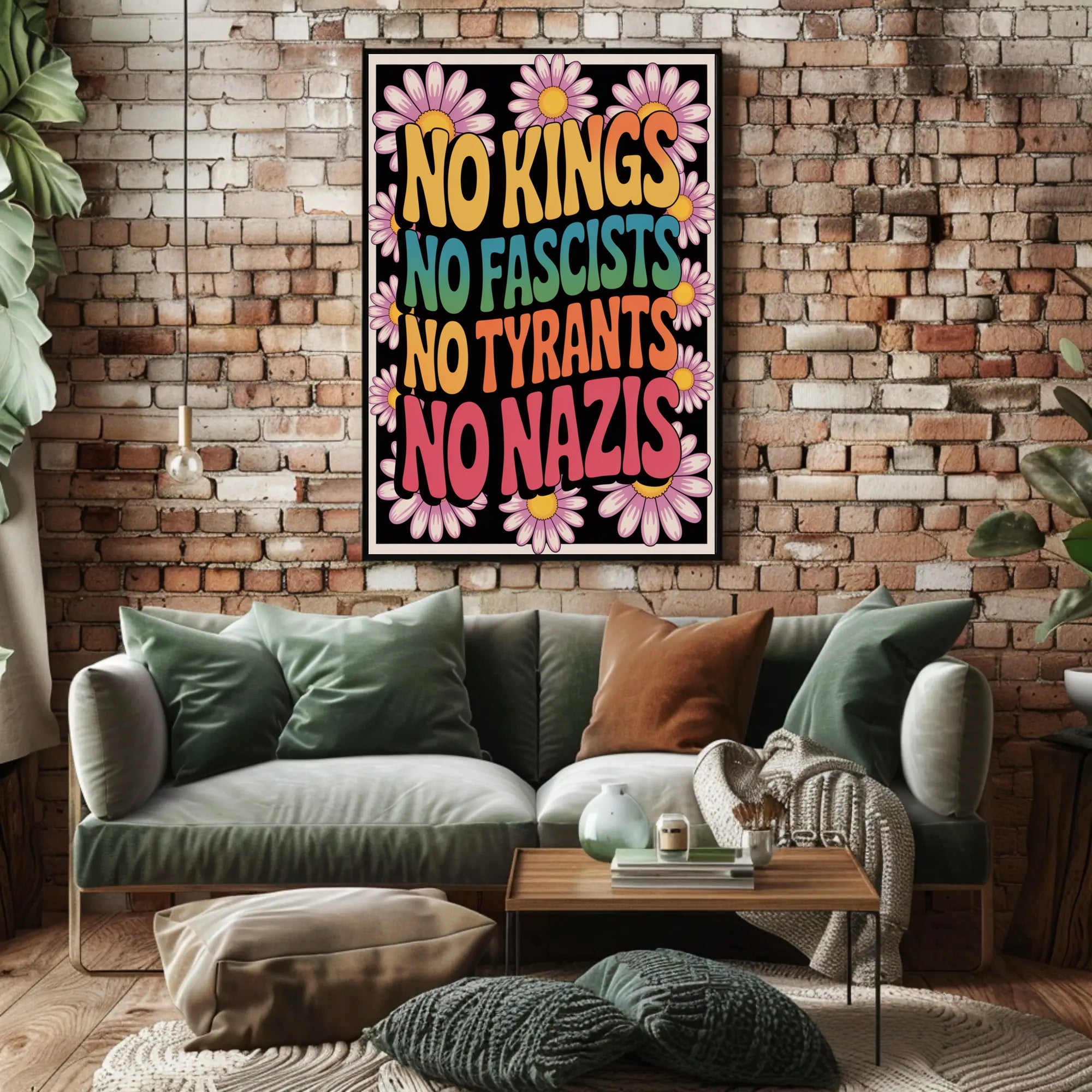 NO KINGS, NO FASCISTS Political or Propaganda Poster