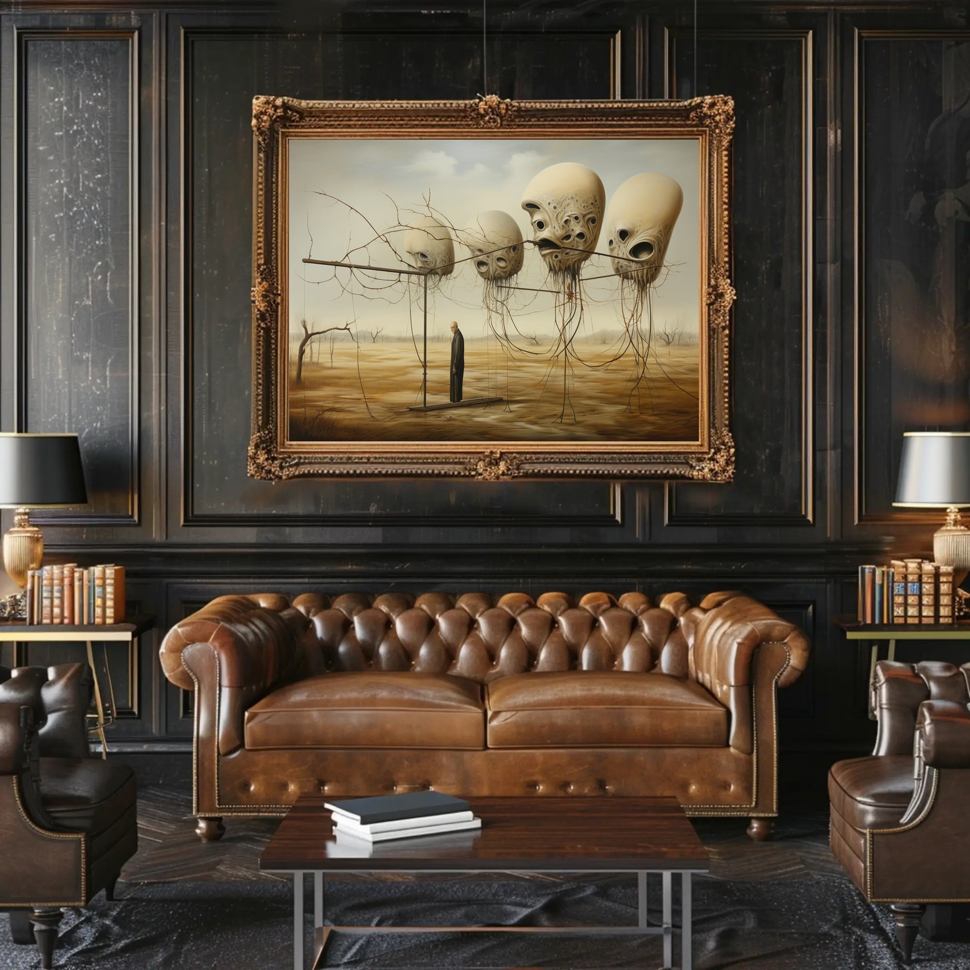 Surreal Landscape with Alien Forms Artistic Poster