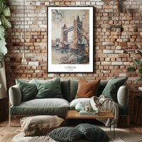 Tower Bridge London Watercolor Urban or Cityscape Poster PosterGoat