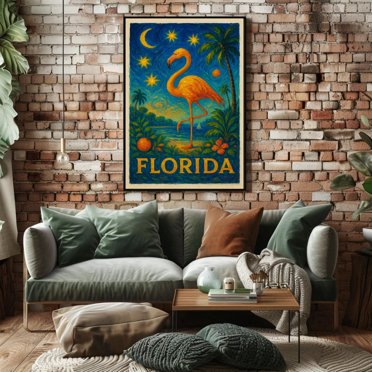 Florida Flamingo Tropical Travel Poster