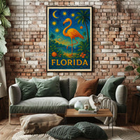 Florida Flamingo Tropical Travel Poster