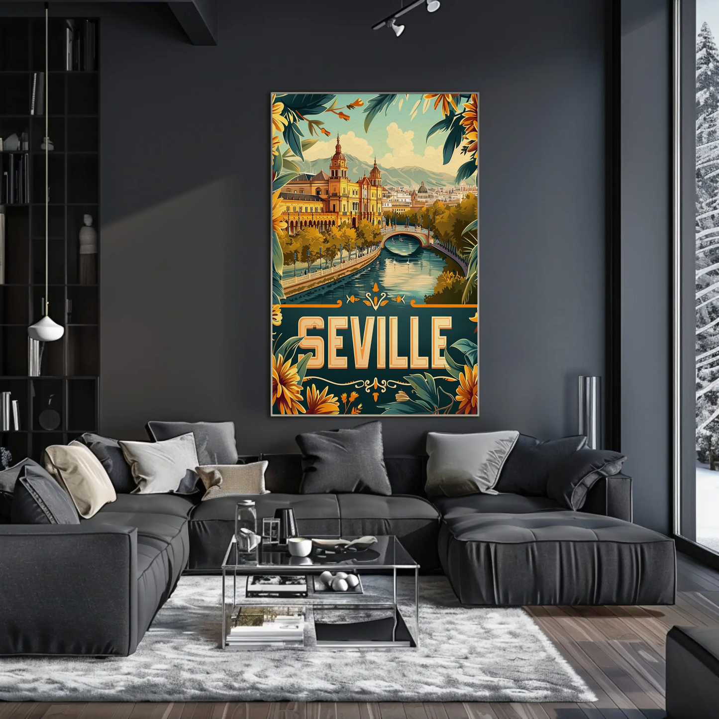 Seville Spain Cathedral and River Travel Poster
