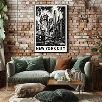 Iconic New York City Poster Monochrome Skyline For NYC Home