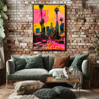 Vibrant Los Angeles Skyline Pop Art Urban Cityscape Poster