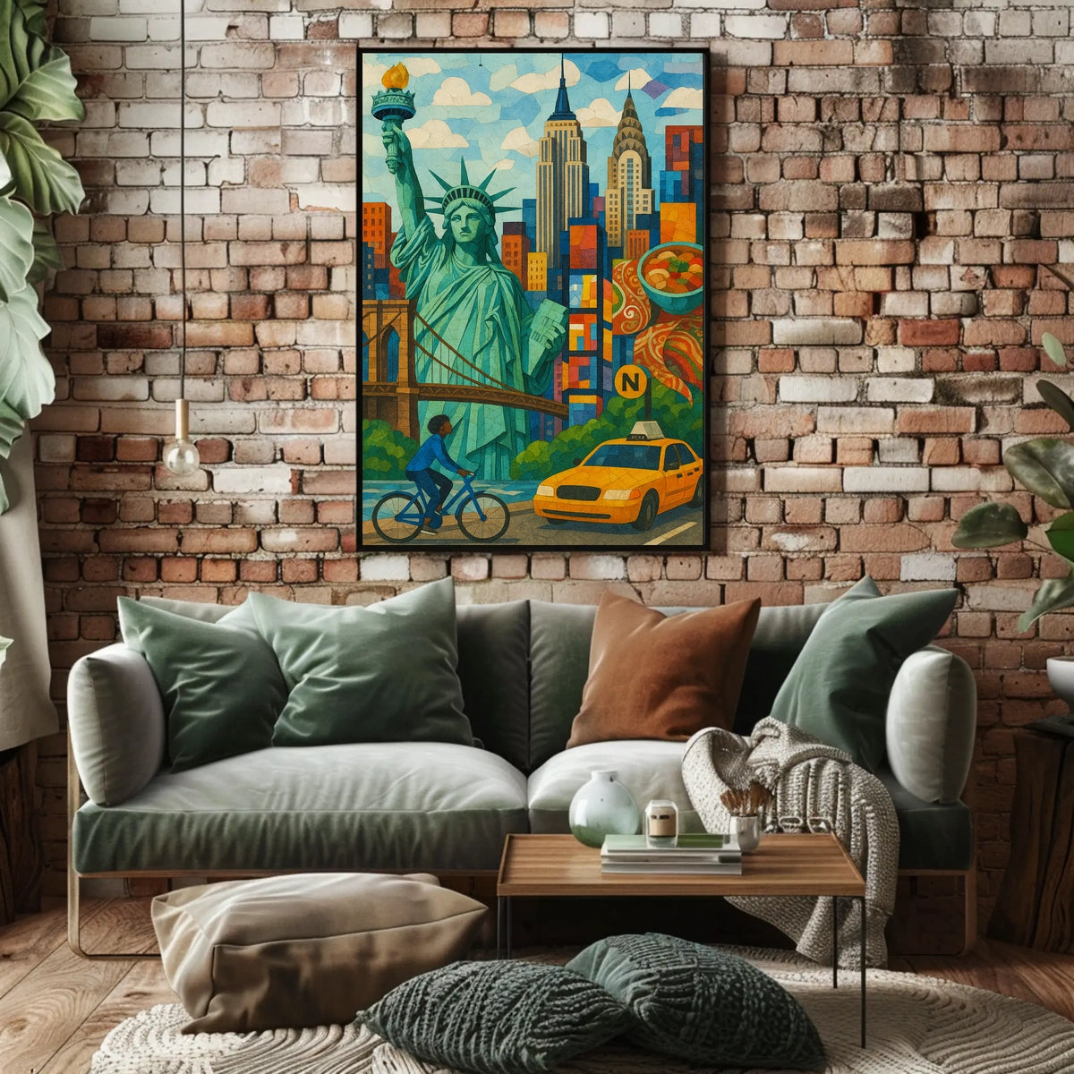 Iconic New York City Mosaic Art Poster Abstract Wall Art