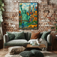Iconic New York City Mosaic Art Poster Abstract Wall Art