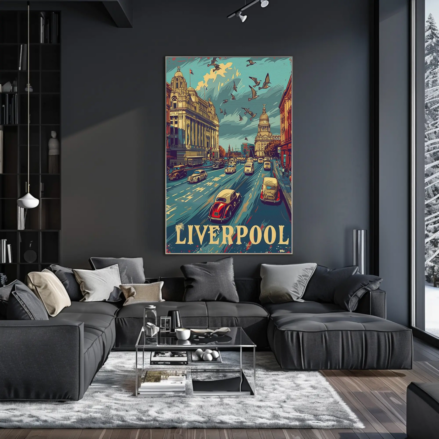 Historic Liverpool Downtown Travel Poster