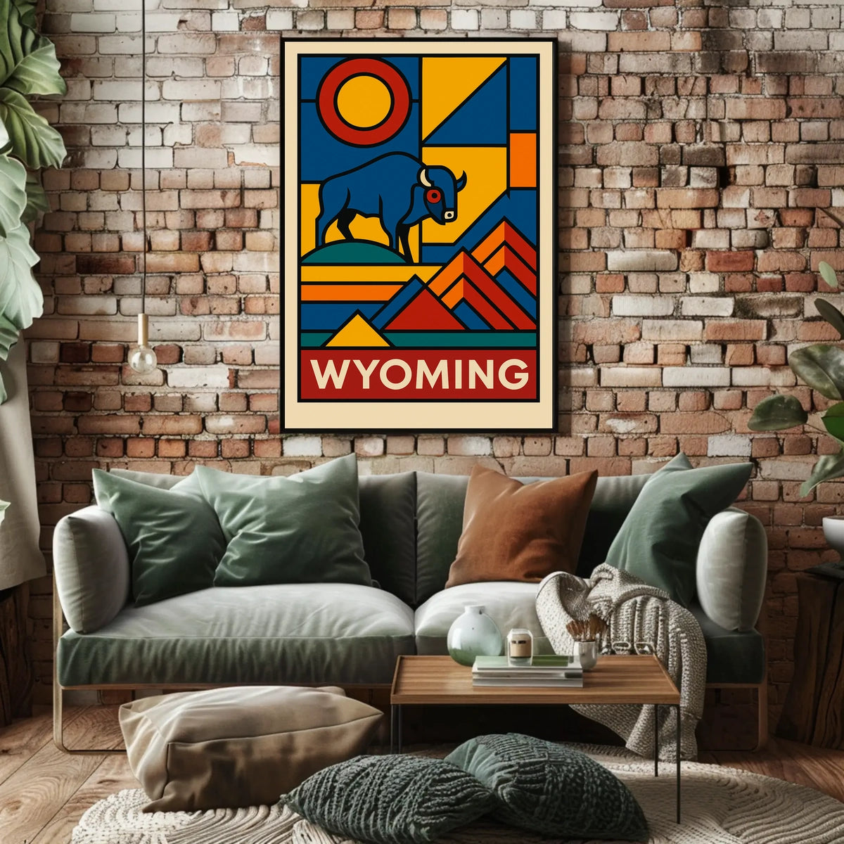 Wyoming A Geometric Tribute Poster