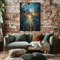 Road Lightning: Dramatic Landscape Surrealism Artistic Poster PosterGoat