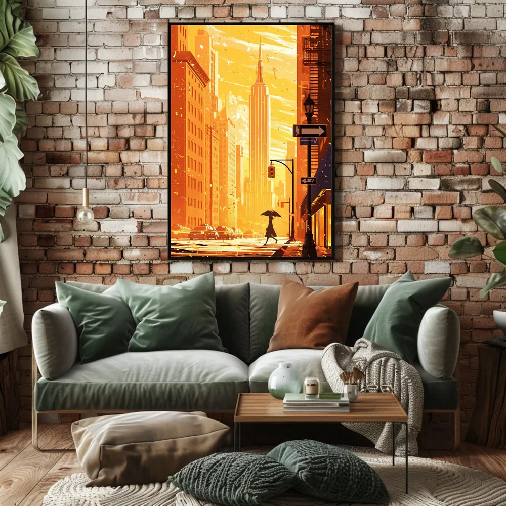 New York City Skyscraper Sunset Poster Modern Wall Art