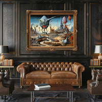 Surreal Alien Landscape with Futuristic Sci-Fi Poster