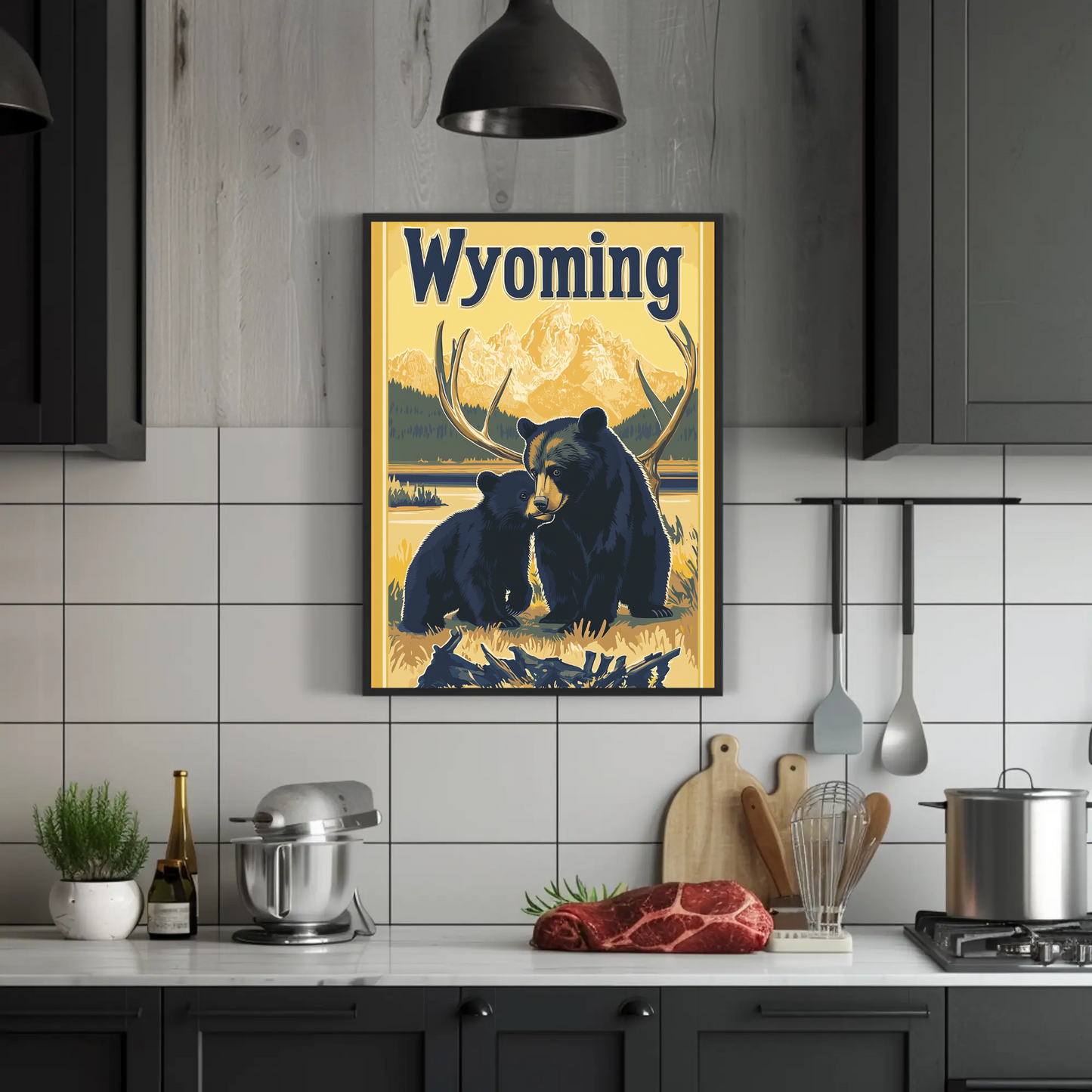 Wyoming Black Bear Vintage Poster