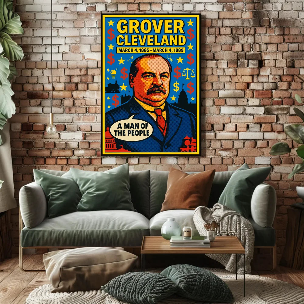 Grover Cleveland Pop Art Vintage Presidential Poster PosterGoat