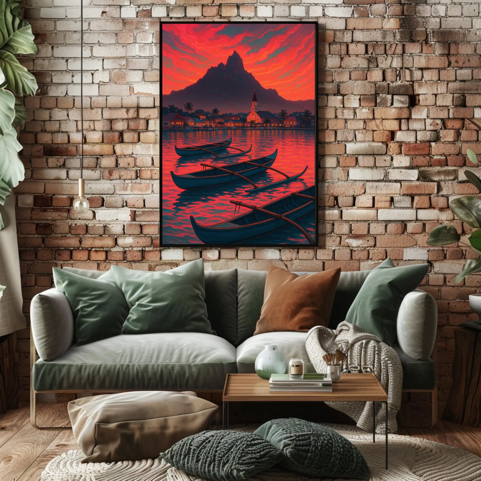 Twilight Tranquility: Coastal Village Travel Poster PosterGoat