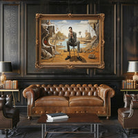 Introspective Surreal Landscape with Formal Figure: Artistic Poster