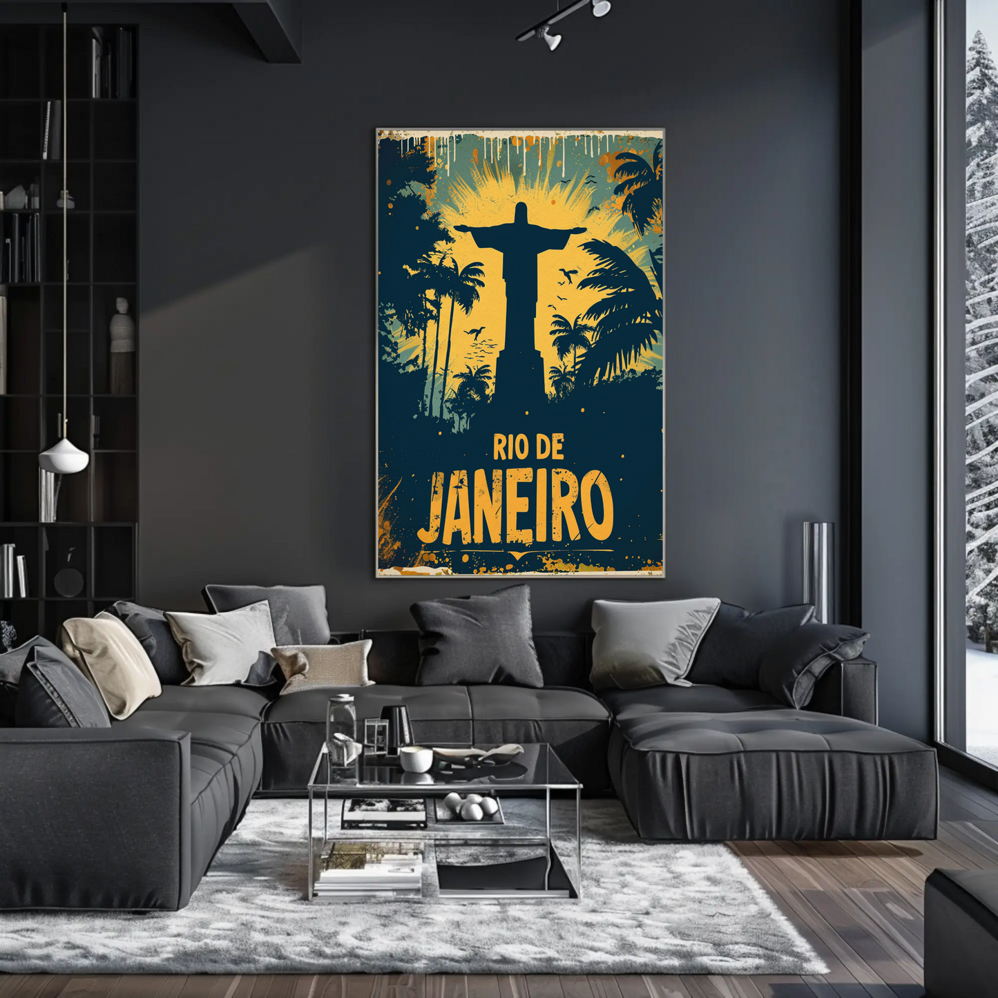 Rio De Janeiro Christ Statue Jungle Skyline Travel Poster