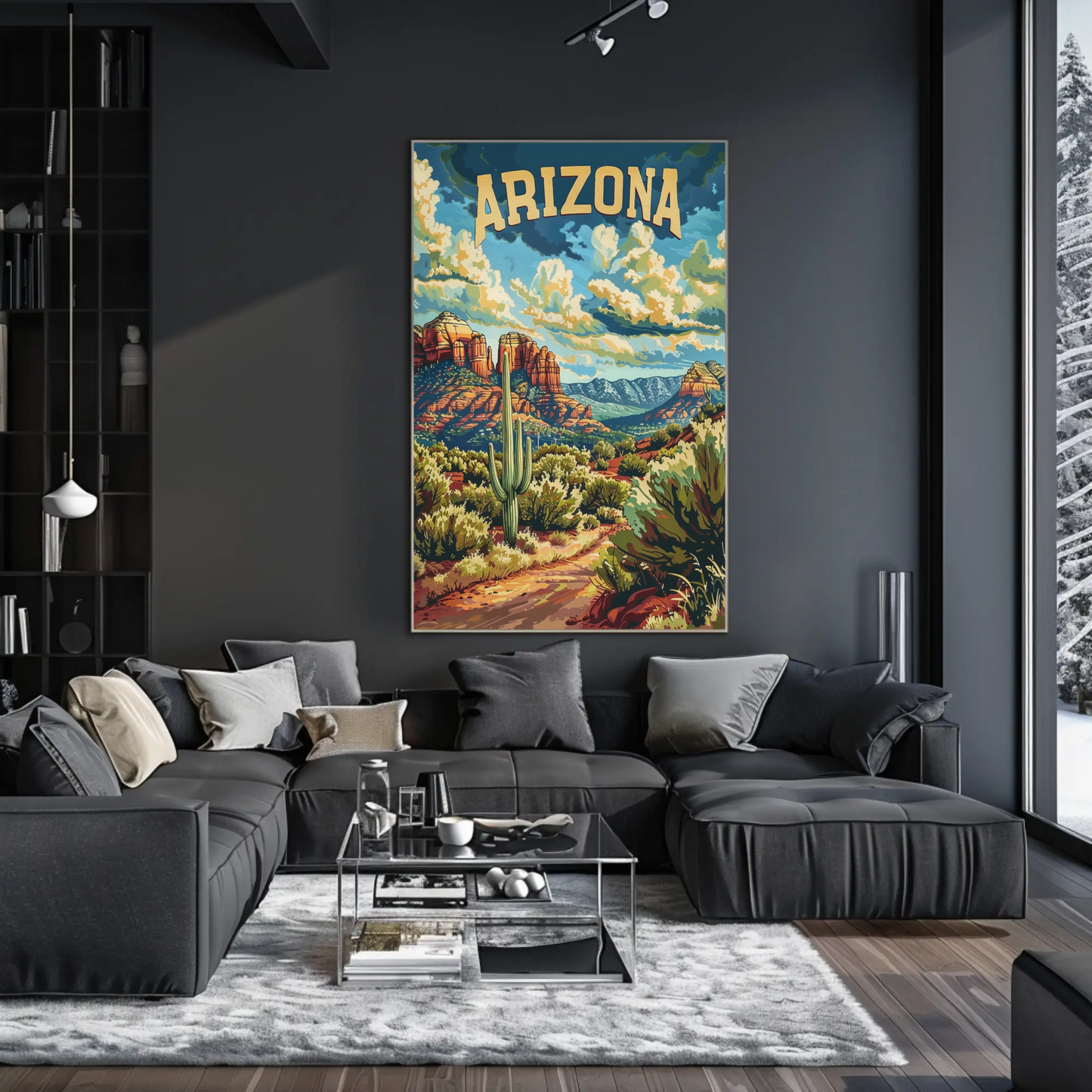 Arizona Red Rocks Cactus Desert Travel Poster
