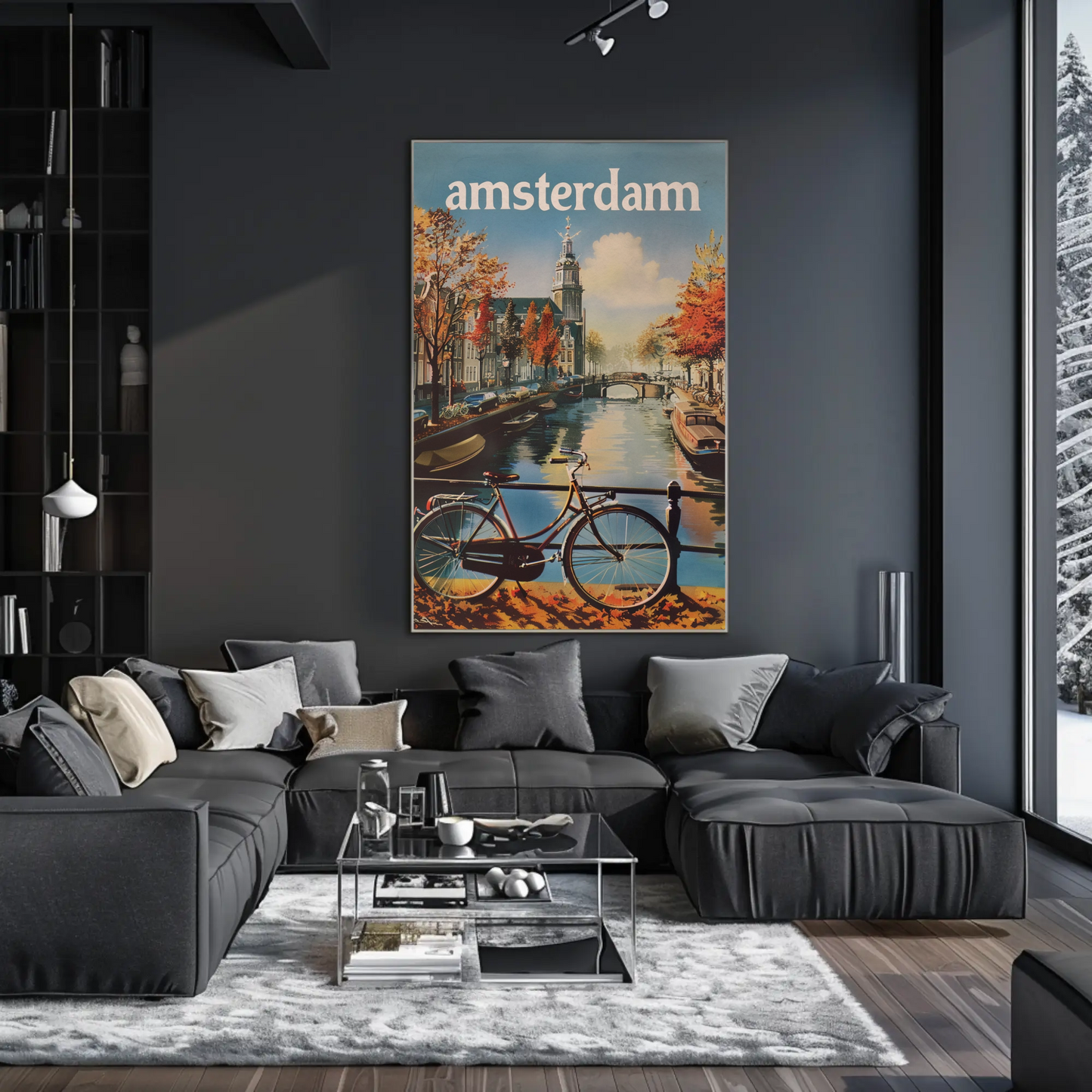 Amsterdam Autumn Canal Bike Ride Travel Poster