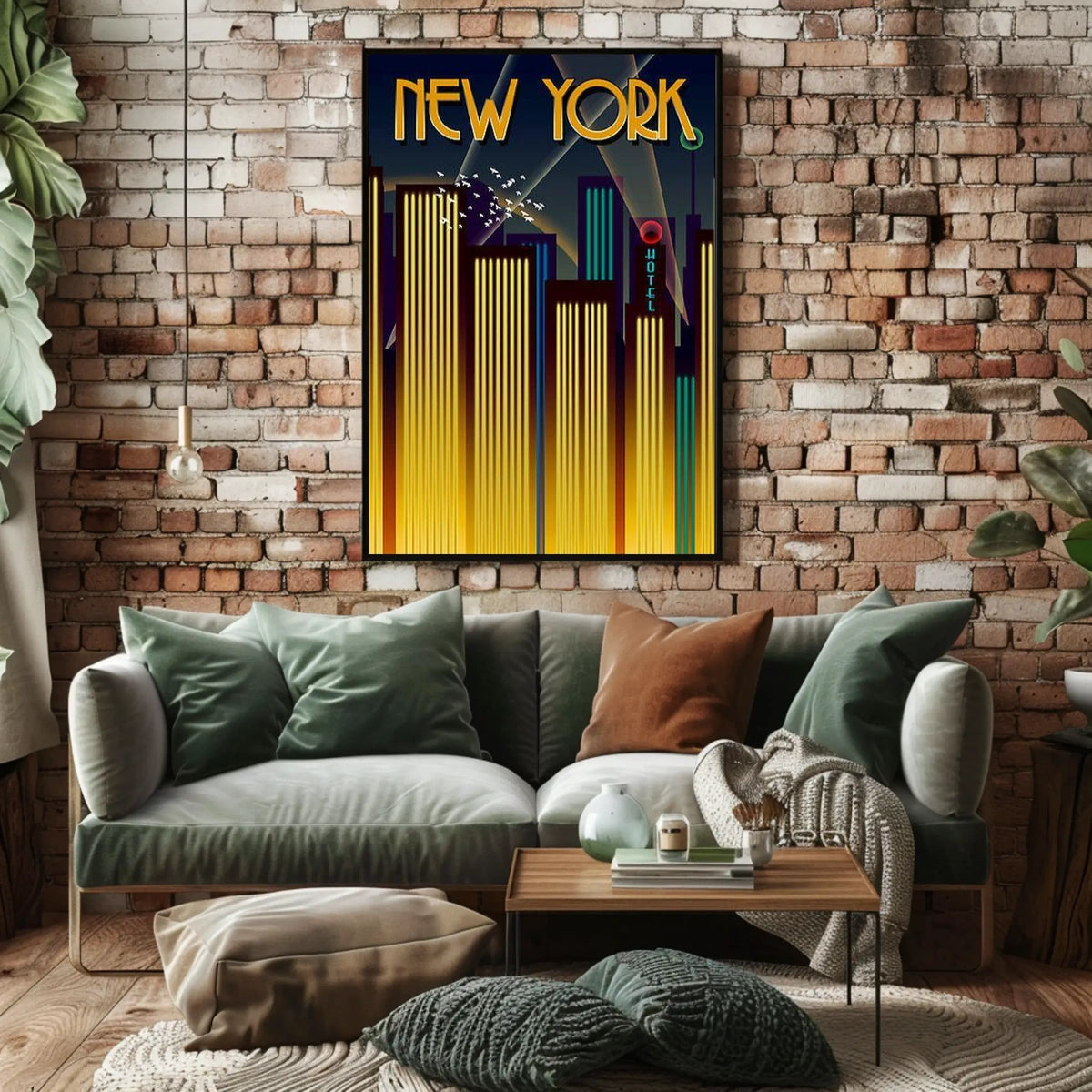 New York City Art Deco Skyline Poster Vintage Wall Art