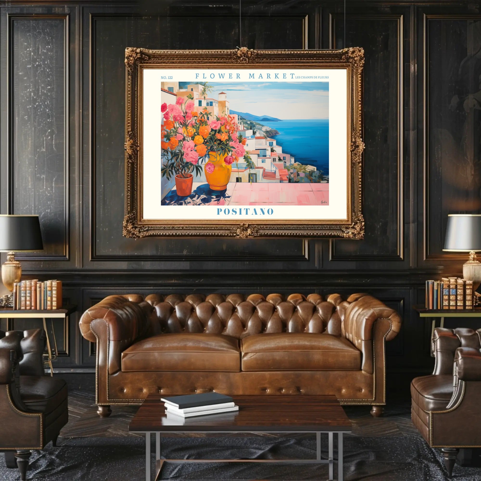 Positano's Vibrant Scenic View: Travel Poster