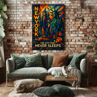 New York City Vibrant Urban Scene Poster Modern Wall Art