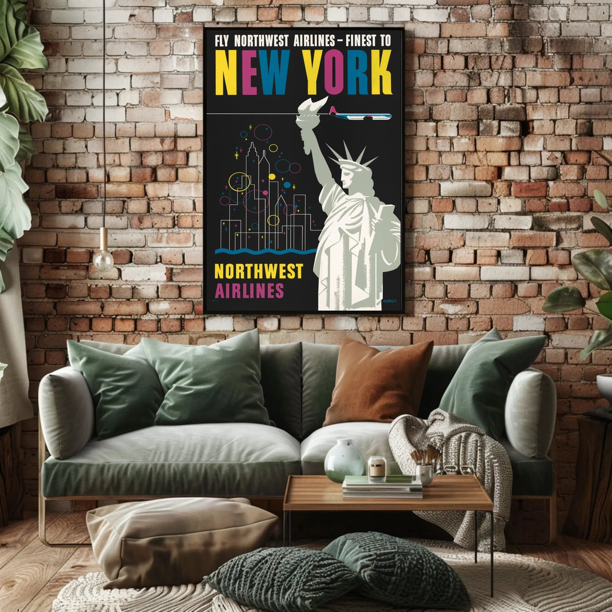 Fly Northwest Airlines Poster Vintage Travel Wall Art