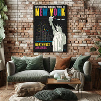 Fly Northwest Airlines Poster Vintage Travel Wall Art