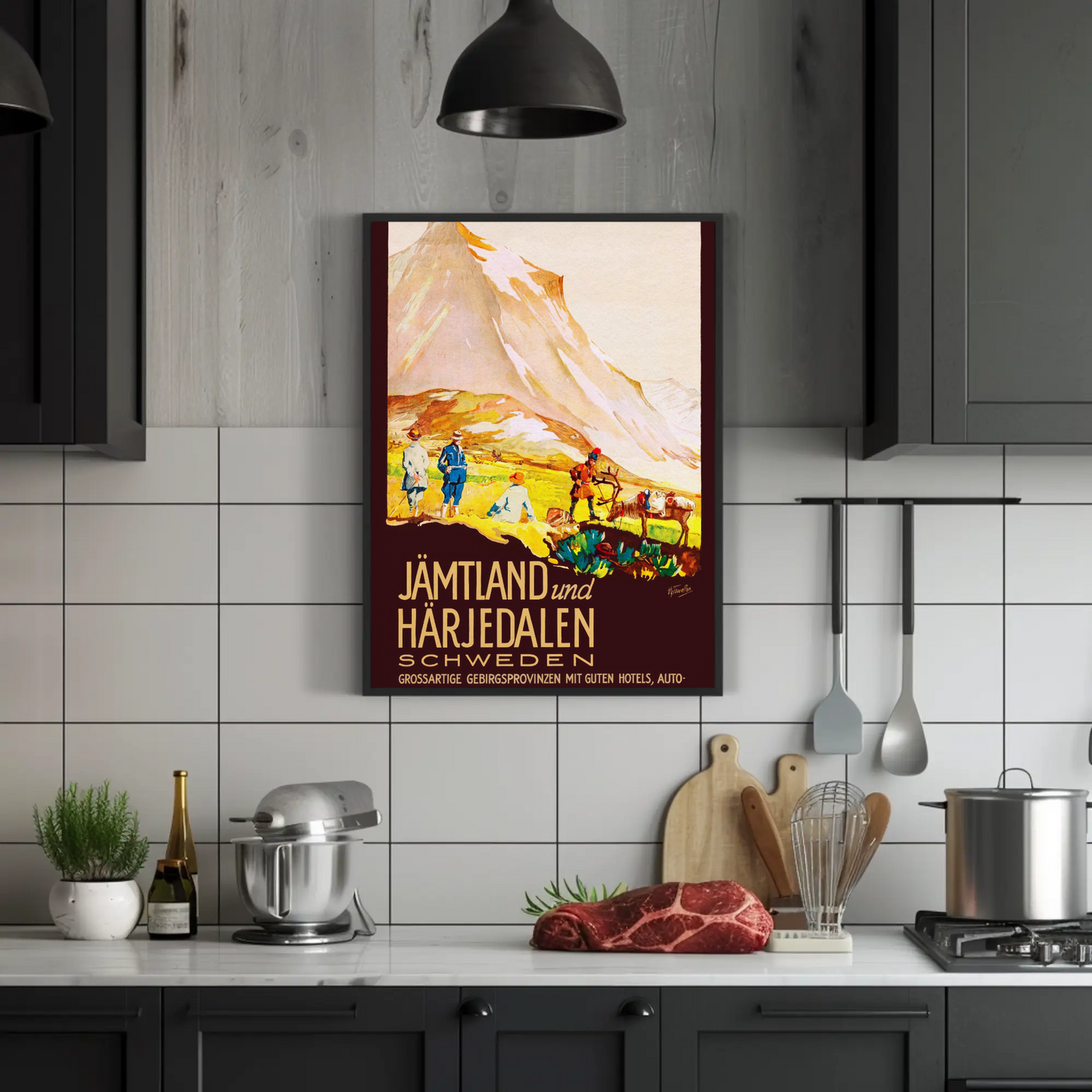 Jämtland Härjedalen Swedish Mountain Landscape Vintage Travel Poster