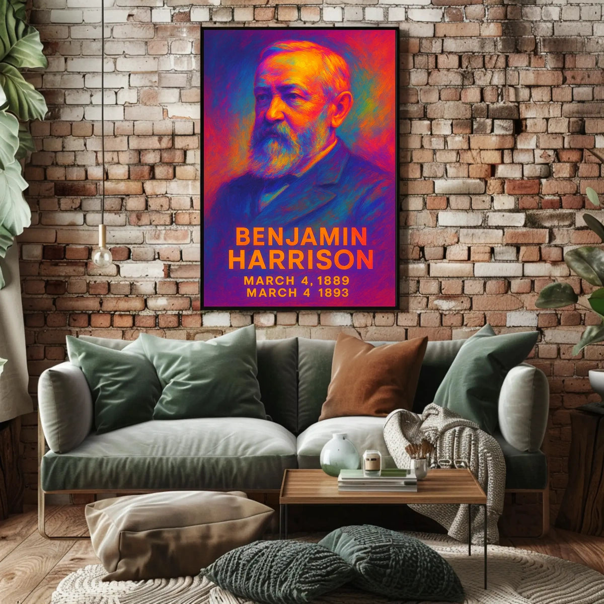 Benjamin Harrison 23rd President of the United States Neon Gradient Overlay Poster