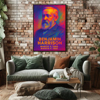 Benjamin Harrison 23rd President of the United States Neon Gradient Overlay Poster