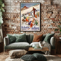 Skiing Rabbits in St. Anton Vintage Travel Poster PosterGoat