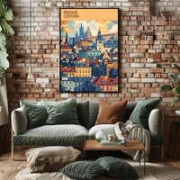 Prague Cityscape Architectural Art Travel Poster